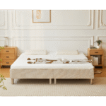 Premium Boxspringbett in Beige 180x200 cm mit 7 cm Memoryschaum Topper, exkl. Bettbeine