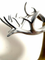 Bronze Hirsch mit Silbergeweih auf Marmorsockel signiert Milo – Bild 6