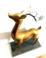 Bronze Hirsch mit Silbergeweih auf Marmorsockel signiert Milo – Bild 3