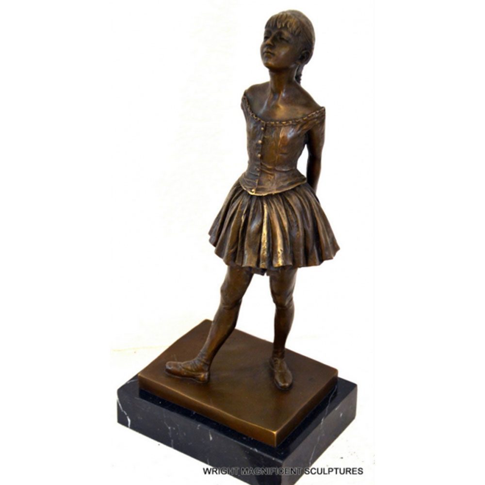 Bronze-T_C3_A4nzerin-Degas-003-1 Junge Ballerina in Bronze signiert Degas auf Marmorplatte – Bild 1