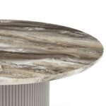 Carisma Couchtisch Ø80 beige Marmoroptik mit Säulenbein – Bild 3