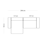 Hailey - Modulsofa mit Récamiere in Beige, 2 Elemente L: 294 X T: 148 X H: 65 cm – Bild 8