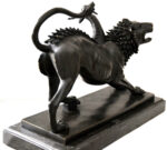 Bronzeskulptur - Chimäre von Arezzo - in  Bronze auf Marmorsockel – Bild 2