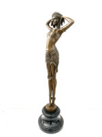 Art Deco Akt -Orientalische Tänzerin signiert D.H.Chiparus auf Marmorsockel – Bild 5
