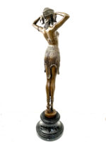 Art Deco Akt -Orientalische Tänzerin signiert D.H.Chiparus auf Marmorsockel – Bild 4