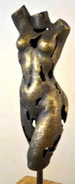 Bronze Akt- Weiblicher Bronze Torso auf Marmorsockel mit Künstlersignatur – Bild 4