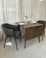 Ezra - Klapptisch in Räuchereiche mit Verlängerungsplatten aus lackiertem Eichenfurnier - 80/120 x 80 cm – Bild 2