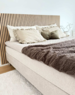 Boxspringbett in Beige 180x200 cm mit 4 cm PU-Schaum-Topper, inkl. Bettbeine in Chrom – Bild 5