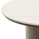 Enzo Couchtisch mit Steinplatte und geräuchertem Eichen-Lamellenfuß Ø78 cm – Bild 10