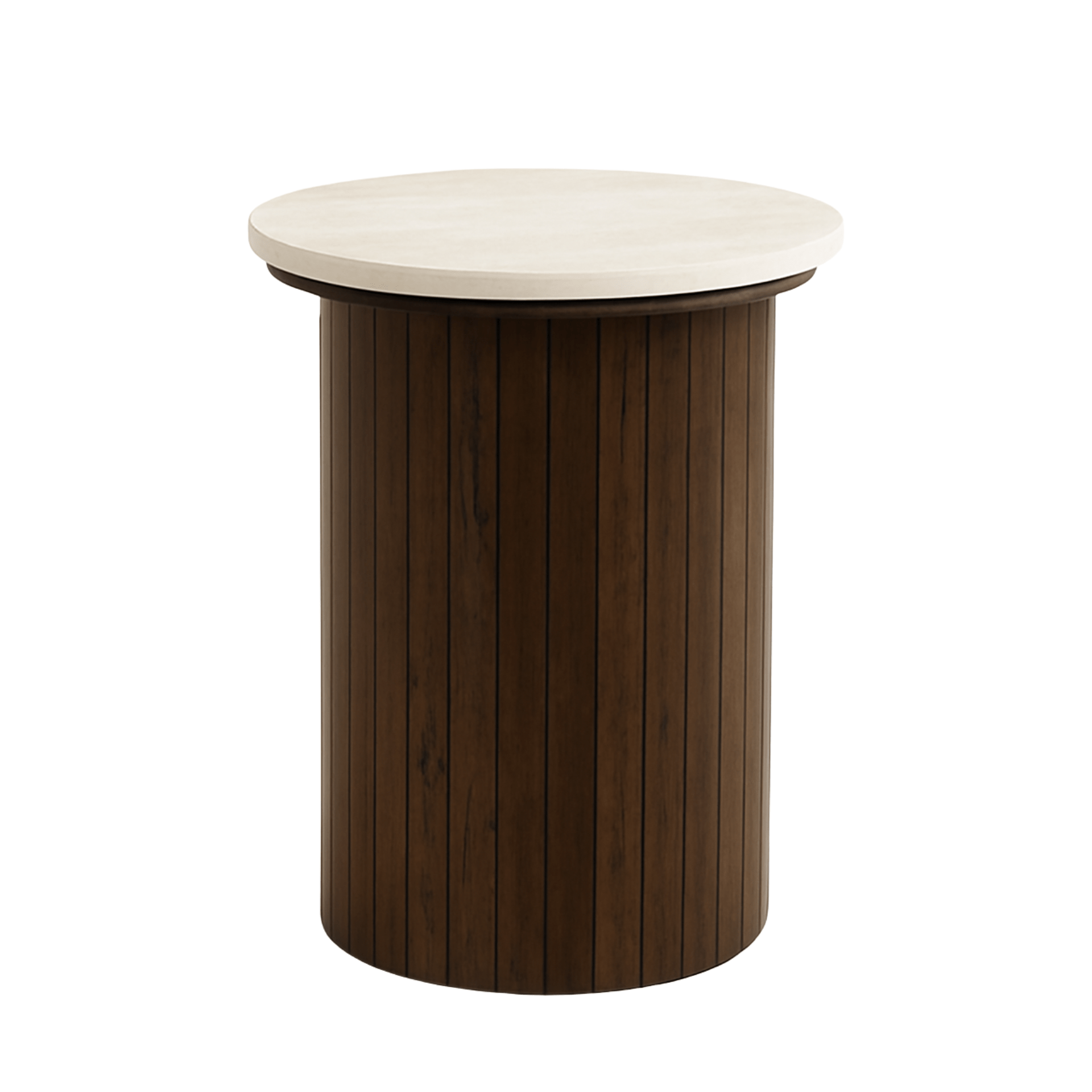 Designudennavn_34_d0b9a859-d388-4258-9494-7aded65df66b Enzo Beistelltisch mit Steinplatte und geräuchertem Eichen-Lamellenfuß Ø40 cm – Bild 1