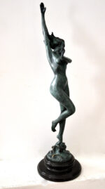Jugendstil Akt -Bronzeskulptur signiert Frishmuth auf Marmorsockel – Bild 12