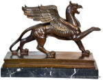 Mythologie Bronzefigur- Greif von Branitz auf Marmorsockel – Bild 2