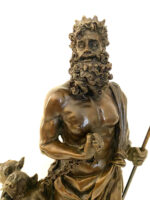 Mythologie Bronzefigur Hades mit Höllenhund mit Künstlersignatur – Bild 11