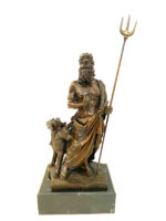 Mythologie Bronzefigur Hades mit Höllenhund mit Künstlersignatur – Bild 2