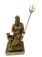 Mythologie Bronzefigur Hades mit Höllenhund mit Künstlersignatur – Bild 6