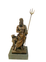 Mythologie Bronzefigur Hades mit Höllenhund mit Künstlersignatur – Bild 4