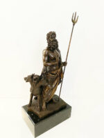Mythologie Bronzefigur Hades mit Höllenhund mit Künstlersignatur – Bild 3