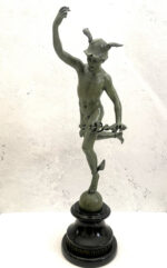 Bronze Skulptur Hermes der Götterbote signiert Giovanni Bologna auf Marmorsockel – Bild 5