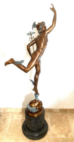 2 Meter hohe Bronze Skulptur nach Giovanni da Bologna Hermes der Götterbote – Bild 3