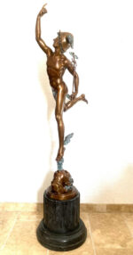 2 Meter hohe Bronze Skulptur nach Giovanni da Bologna Hermes der Götterbote – Bild 4