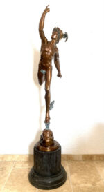 2 Meter hohe Bronze Skulptur nach Giovanni da Bologna Hermes der Götterbote – Bild 5