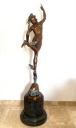 2 Meter hohe Bronze Skulptur nach Giovanni da Bologna Hermes der Götterbote – Bild 7