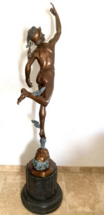 2 Meter hohe Bronze Skulptur nach Giovanni da Bologna Hermes der Götterbote – Bild 9