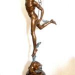 2 Meter hohe Bronze Skulptur nach Giovanni da Bologna Hermes der Götterbote