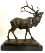 Tierskulptur Röhrender Hirsch nach Alfred Dubucand mit Künstlersignatur. – Bild 2