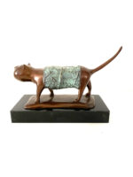 Moderne Handgefertigte Tierbronze Bronze Katze zweifarbig patiniert auf Marmor – Bild 6