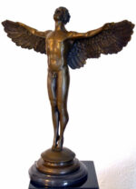 Mythologie Bronzefigur - Ikarus signiert Weinmann auf Marmorsockel – Bild 3