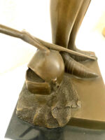Johanna von Orléans Statue  -Jeanne d'Arc Bronzefigur auf Marmor signiert Mecie – Bild 8