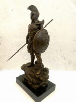 Bronzefigur Spartaner mit Speer und Schild - Bronze Krieger auf Marmorsockel – Bild 3
