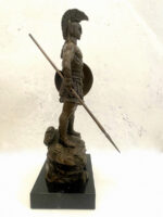 Bronzefigur Spartaner mit Speer und Schild - Bronze Krieger auf Marmorsockel – Bild 6