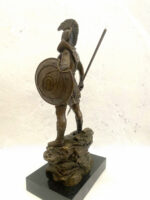 Bronzefigur Spartaner mit Speer und Schild - Bronze Krieger auf Marmorsockel – Bild 8