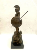 Bronzefigur Spartaner mit Speer und Schild - Bronze Krieger auf Marmorsockel – Bild 7