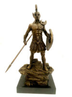 Bronzefigur Spartaner mit Speer und Schild - Bronze Krieger auf Marmorsockel – Bild 9