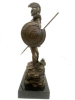 Bronzefigur Spartaner mit Speer und Schild - Bronze Krieger auf Marmorsockel – Bild 10