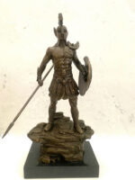 Bronzefigur Spartaner mit Speer und Schild - Bronze Krieger auf Marmorsockel – Bild 11