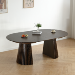 Lewis - Runder Lamellen-Esszimmer-Tisch in geräuchertem Eichenfurnier mit Ausziehfunktion 120/160/200 cm - 2 Zusatzplatten inklusive – Bild 3