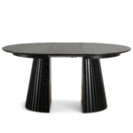Lewis - Runder Lamellen-Esszimmer-Tisch in schwarzem Eichenfurnier mit Ausziehfunktion 120/160/200 cm - 2 Zusatzplatten inklusive – Bild 7