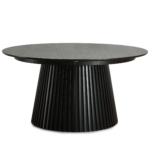 Lewis - Rund Esstisch aus schwarzem Eichenfurnier mit Ausziehfunktion 150/190/230 cm - 2 Ansteckplatten inklusive – Bild 4