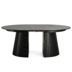 Lewis - Rund Esstisch aus schwarzem Eichenfurnier mit Ausziehfunktion 150/190/230 cm - 2 Ansteckplatten inklusive – Bild 7