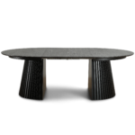 Lewis - Rund Esstisch aus schwarzem Eichenfurnier mit Ausziehfunktion 150/190/230 cm - 2 Ansteckplatten inklusive – Bild 8