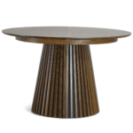 Lewis - Runder Lamellen-Esszimmer-Tisch in geräuchertem Eichenfurnier mit Ausziehfunktion 120/160/200 cm - 2 Zusatzplatten inklusive – Bild 4