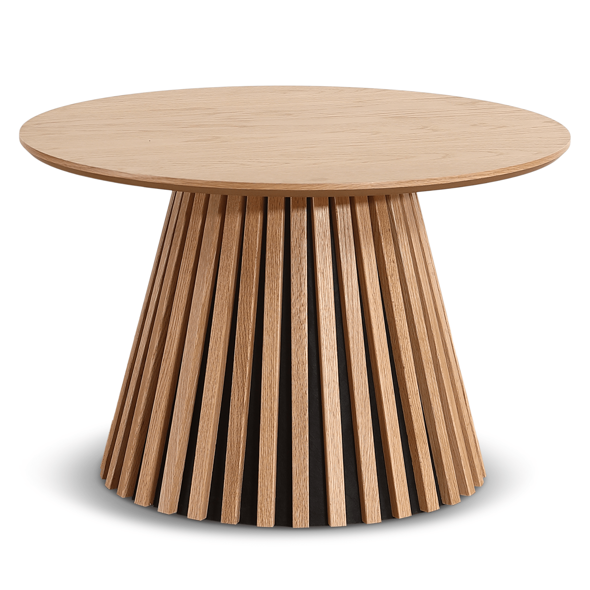 Lewissofabord Lewis Lamellen-Couchtisch in natürlicher Eichenoptik Ø70 cm – Bild 1