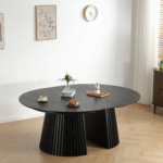 Lewis - Rund Esstisch aus schwarzem Eichenfurnier mit Ausziehfunktion 150/190/230 cm - 2 Ansteckplatten inklusive – Bild 3