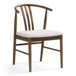 Lizzie Esszimmerstuhl aus geräucherter Buche mit gepolstertem Sitz in Beige