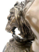 Tierfigur Bronze Löwe mit Schlange signiert Barye auf Marmorsockel – Bild 12