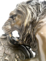 Tierfigur Bronze Löwe mit Schlange signiert Barye auf Marmorsockel – Bild 14